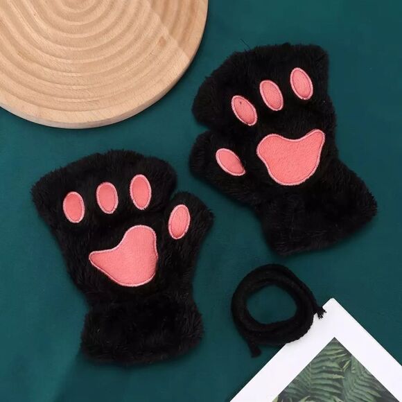 🆕Black Fingerless Cat Paw Gloves - Picture 9 of 10